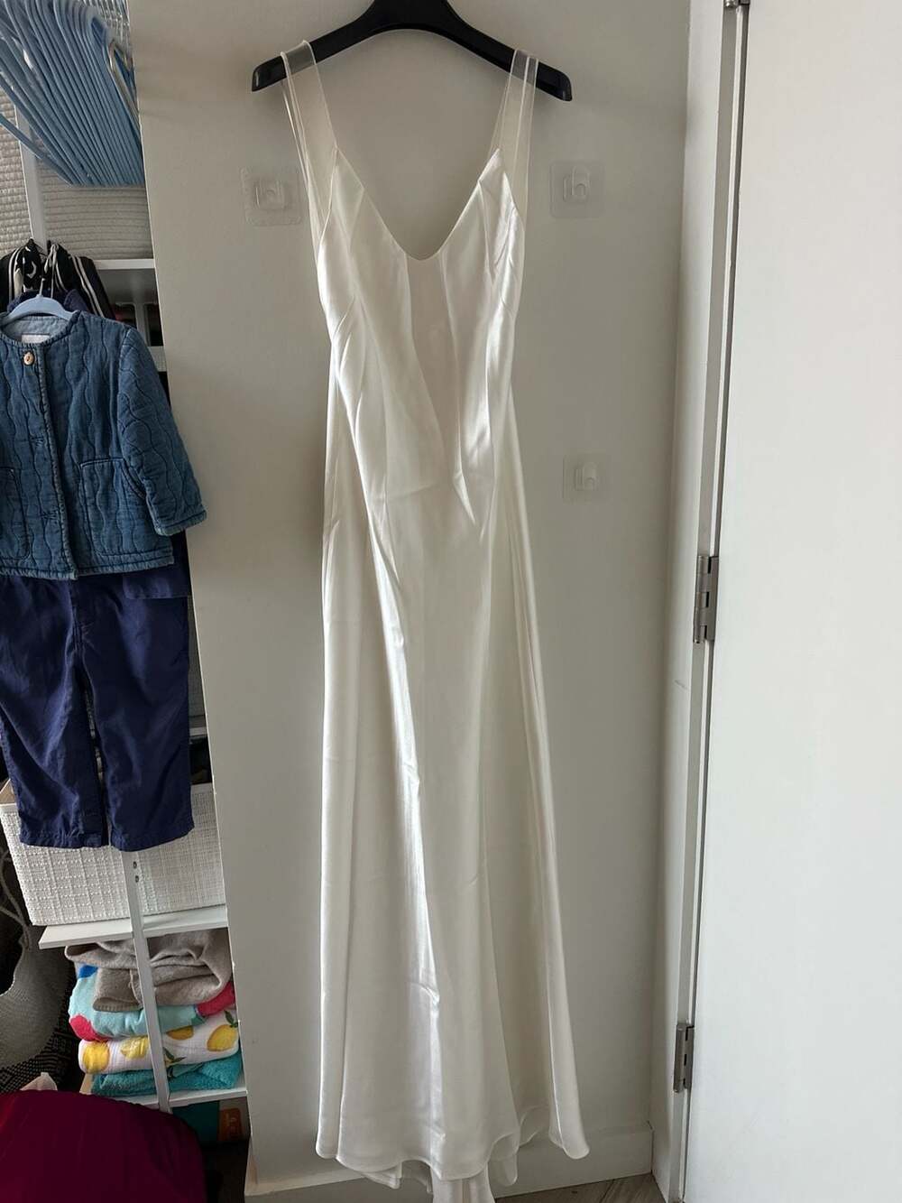 Galvan London White Satin Bridal Gown Sheer Panels 36
